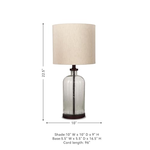 Bandile Seeded Glass Bedside Table Lamp (Bronze)