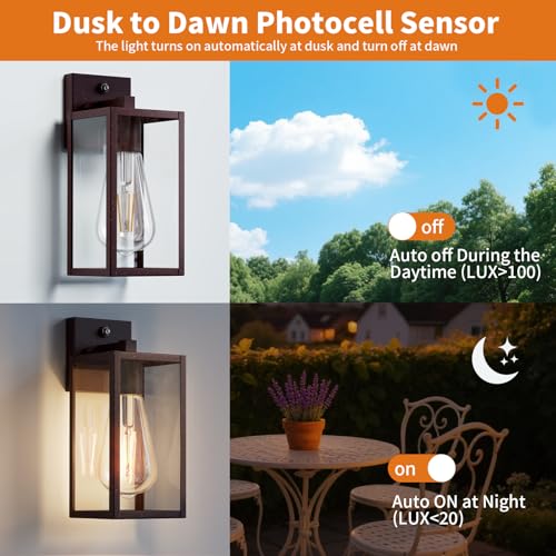 13'' Oil Rubbed Bronze Dusk to Dawn Outdoor Light Fixtures Wall Mount (Oil-Rubbed Bronze / Medium-13.3'')