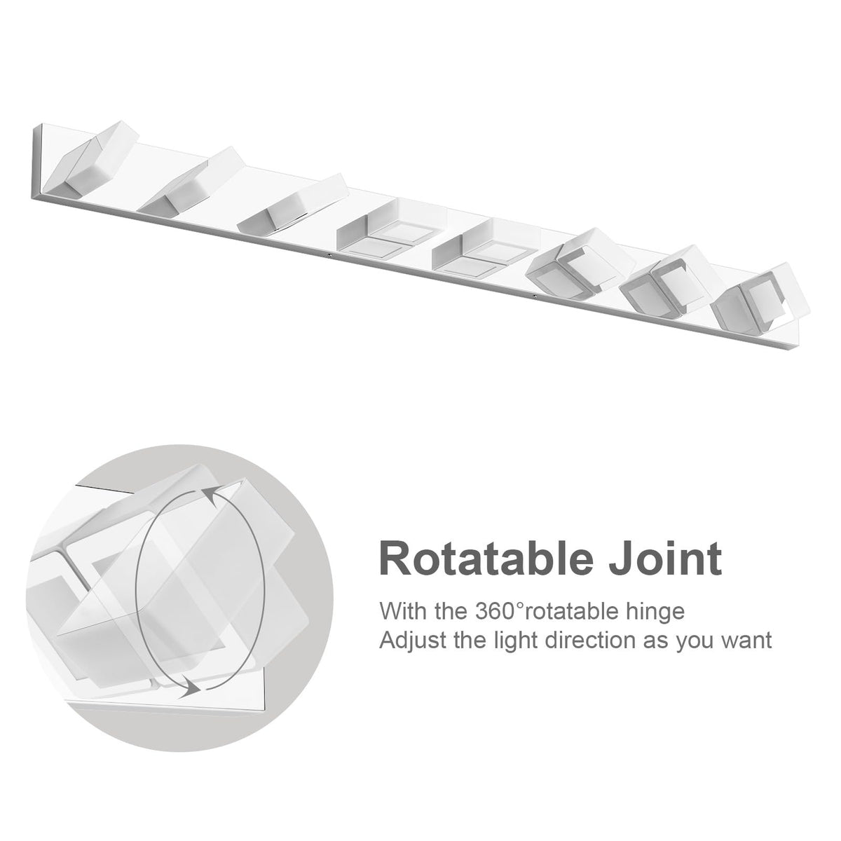 52" Modern Chrome Vanity Lights 8 Lights Acrylic Stainless Steel LED Vanity Light Fixtures Chrome Bathroom Lighting Over Mirror (Chrome-White light / 52 inch)