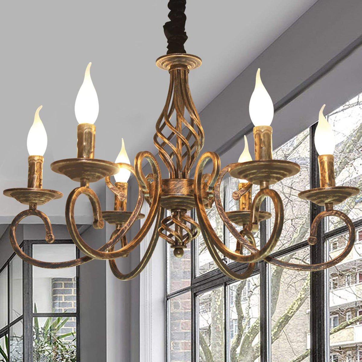 6 Light French Country Chandelier (Bronze/6 Lights)