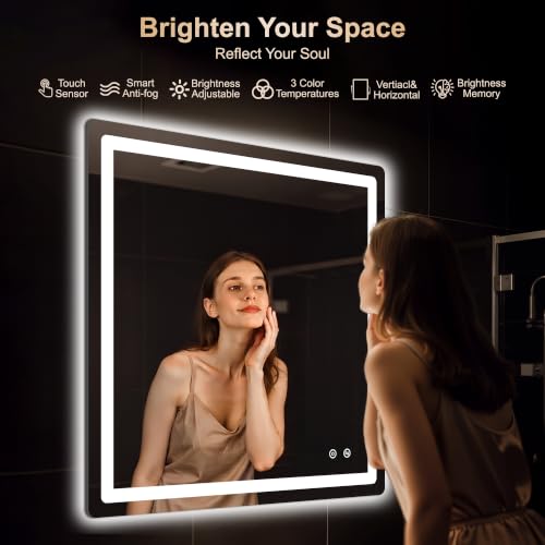 35x35 LED Bathroom Vanity Mirror with Lights (Led Bathroom Mirror (3 Light Modes) / 35"L x 35"W)
