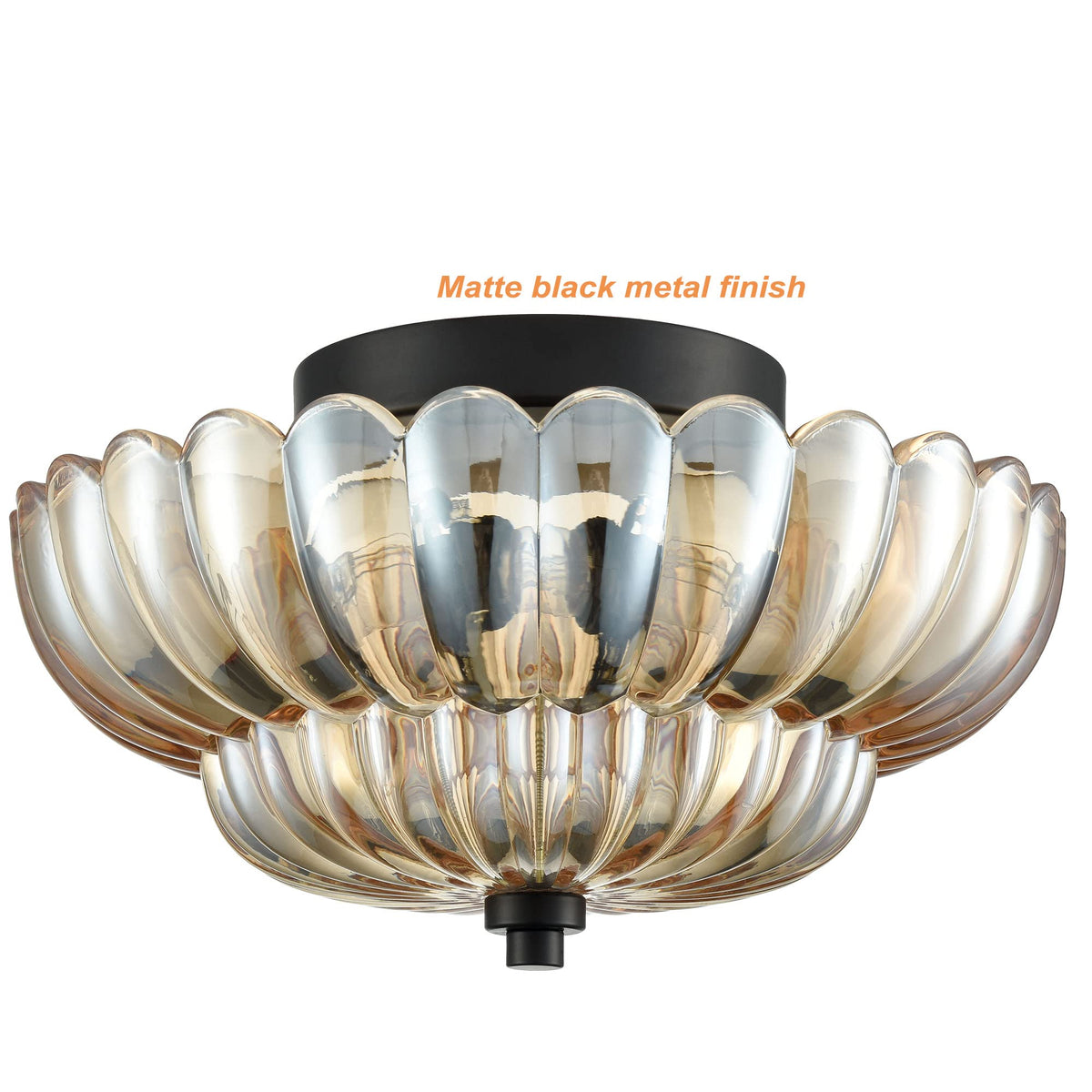 Modern Black Flush Mount Ceiling Light 3 (Black-amber glass)