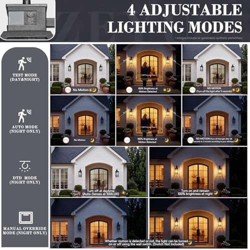 Motion Porch Light (Black - Water Ripple Glass / 22.6 Inch - Motion Sensor)