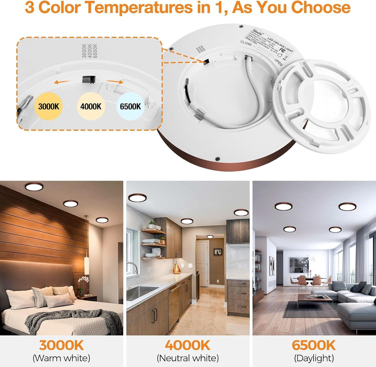 LED Flush Mount Ceiling Light Fixture (Oil-Rubbed Bronze / 9Inch-1Pack)