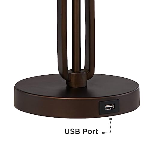 Samuel 21 1 4" High Desk Lamps Set of 2 Swing Arm Socket USB Bronze Brown (Bronze - Set of 2 - Smart Sockets Included)