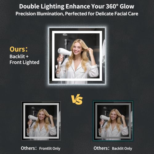 32"x32" LED Bathroom Mirror with Lights (Frontlit & Backlit / 32"L x 32"W)