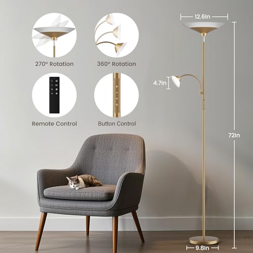 Gold Torchiere Floor Lamp (Gold)