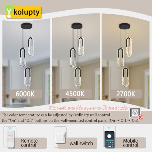 Modern Crystal Chandeliers LED Pendant Lighting Ring Black Flush Mount Ceiling Lights Fixture Mini Chandeliers for Dining Room Kitchen Island Hallway (Black / 3 Rings (New))