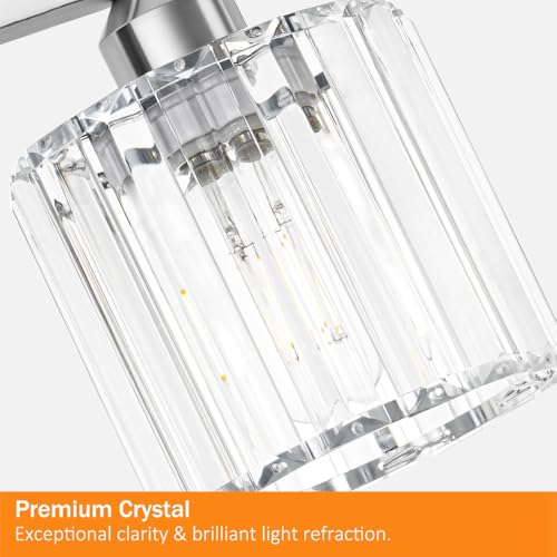 32" Crystal Island Light for Kitchen 4 (Chrome / 4 light-32in)