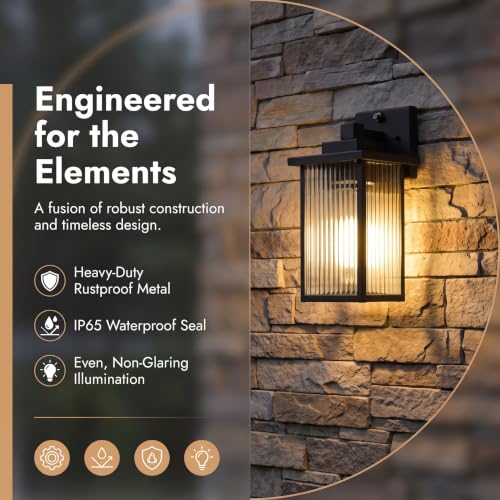 Black Dusk to Dawn Wall Mount Porch Lights (Black / 10.6''-1 Pack)