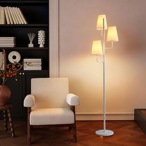 Traditional Floor Lamp for Living Room (White-Fabric)
