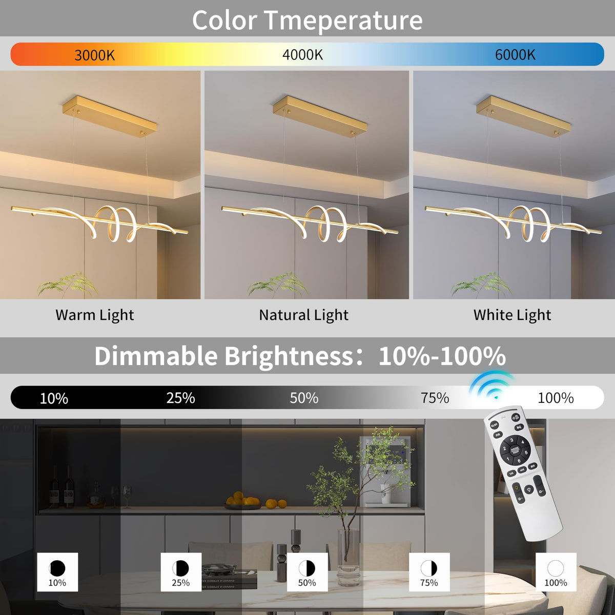 Modern LED Pendant Light (Gold)