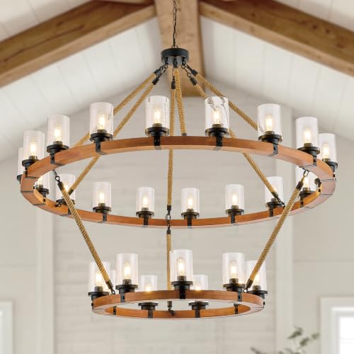Rustic 6 Light Wagon Wheel Chandelier