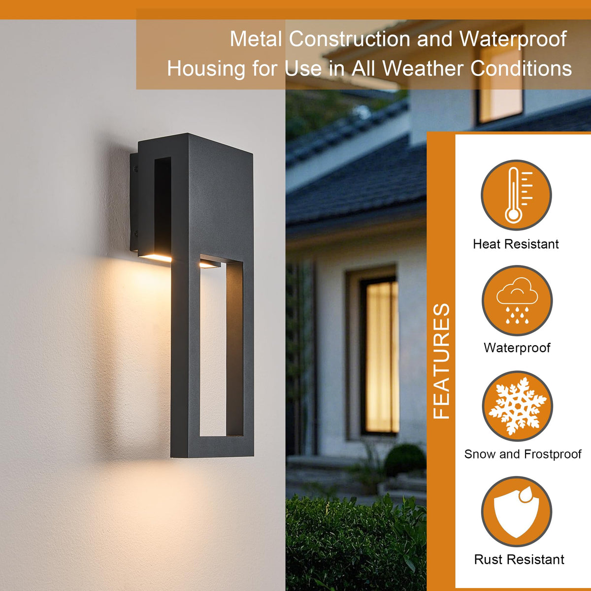 2 Pack Outdoor LED Lights Dimmable (2Pack Textured Black(without Photocell))