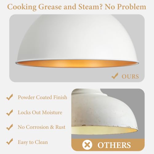 13 in Dome Pendant Light (White and Gold / 13 Inch)
