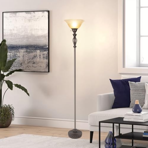 Torchiere Floor Lamps for Living Room & Bedroom (Scroll Lamp-Brown)