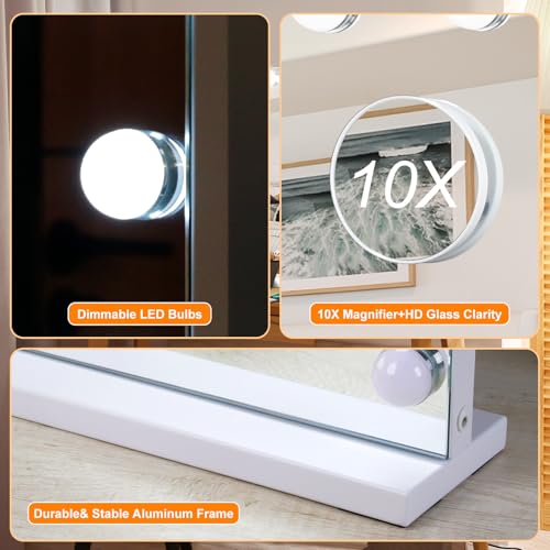 Vanity Mirror with Lights (White / 23"L x 18"W)