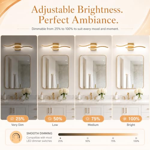 23.62in Gold LED Vanity Light (Gold / 23.62INCH,2 PACKS)