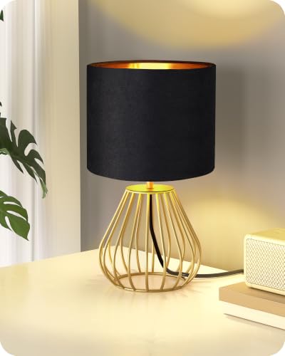 Black and Gold Table Lamp (Black Velvet + Gold)