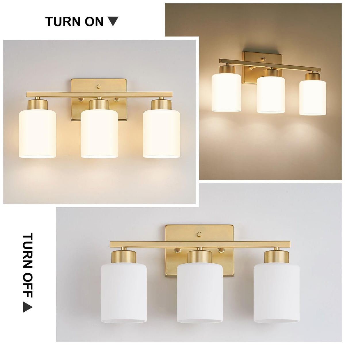 Gold Bathroom Light Fixtures Vanity Lights Over Mirror (Gold / 17.30 inch)