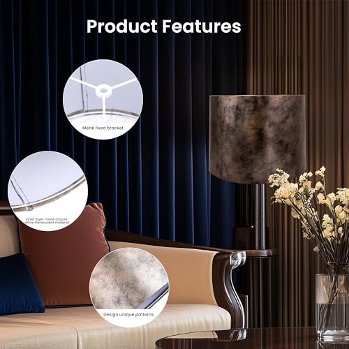 Drum Lampshades Set of 2 (Imitation Gold Cowhide)