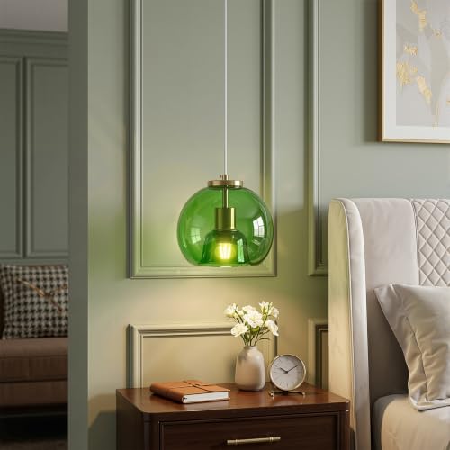 Emerald Green Glass Pendant Light Kitchen Island (Emerald Green(7.87 in) / 1-Pack)