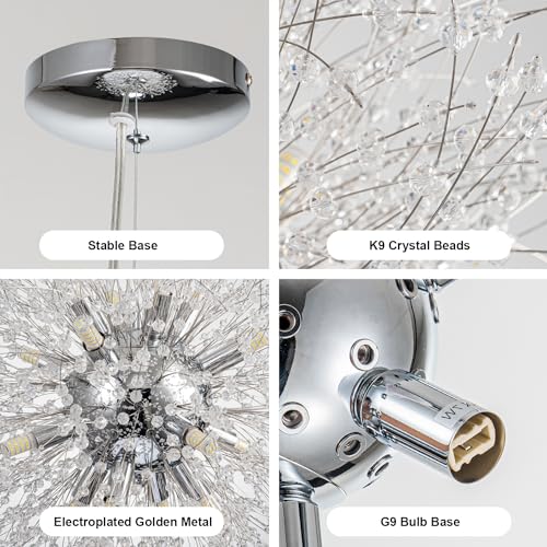 Modern Crystal Chandeliers Firework (Chrome / 16-Light (Semi-Flush Mount))