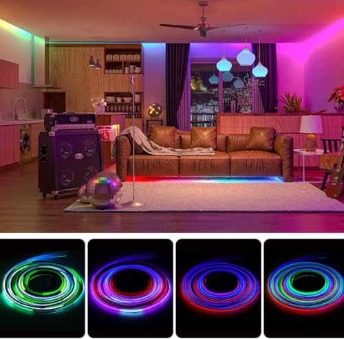16.4FT WS2811 Smart IC RGB DC12V FCOB COB LED Strip Light (Black PCB / 16.4FT)