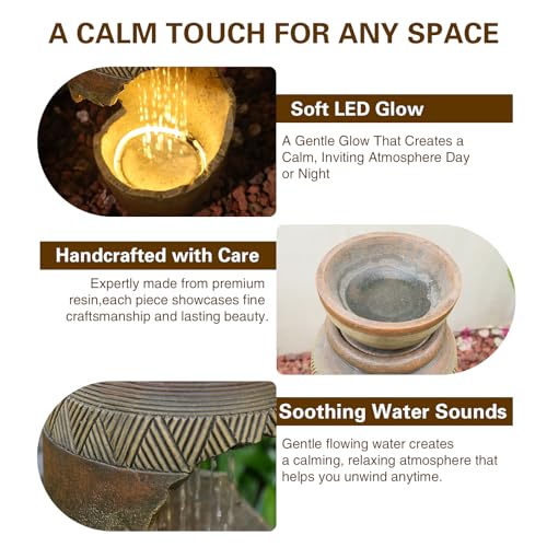 30H Spiral Outdoor Water Fountain with Bowl Planter (30H)