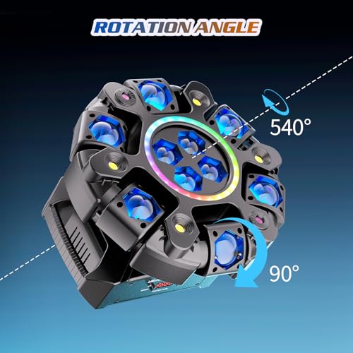 2PCS 6 Arm LED Stage Lights with 90° Swing & 540° Horizontal Rotation