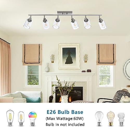 6 Light Track Lighting Kit Brushed Nickel with Rotatable Light Head (Brushed Nickel / 6-Light)