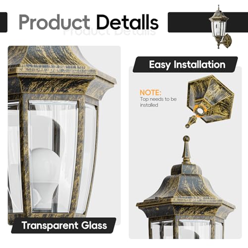Dusk to Dawn Outdoor Porch Light with Bulb (Gold / Dusk to Dawn-Aluminum)