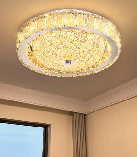 Modern Crystal Chandeliers for Living Room LED Dimmable Pendant Lighting Flush Mount Light Dining Room