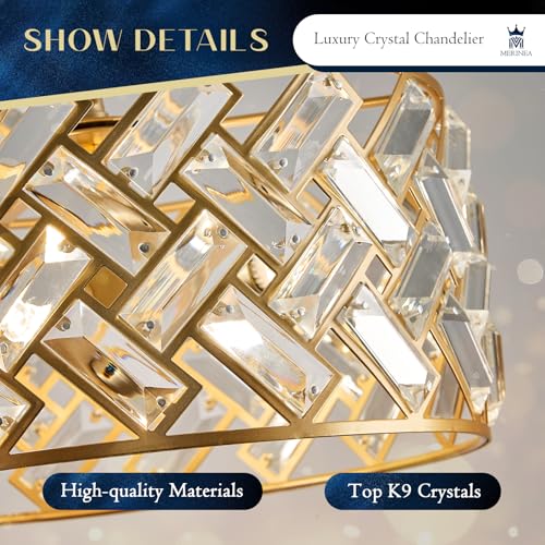 12" Gold Crystal Chandelier 4 (Drum Gold)
