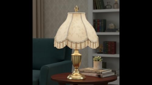 30334 Transitional Scallop Bell Shape Spider Construction Lamp Shade in Ivory with Floral Pattern (Ivory with Floral Pattern & 13" Wide)