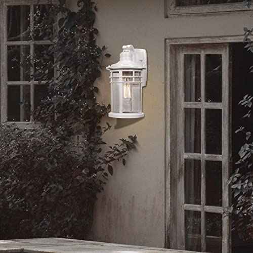 Outdoor Porch Lights Wall Mount (White-Seeded Glass / 11.81")