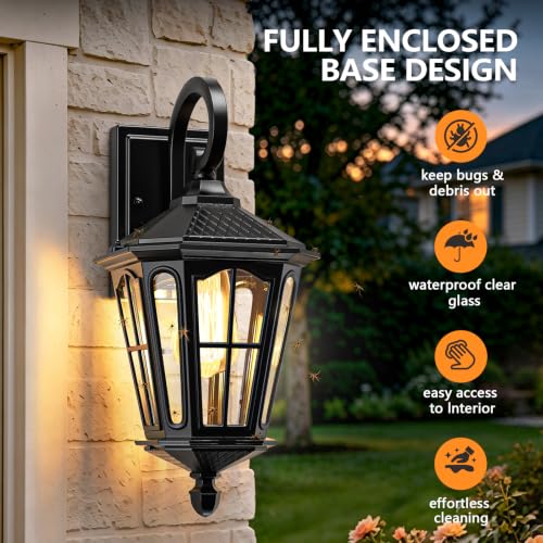 16'' Outdoor Wall Lights 2 Packs (Black)
