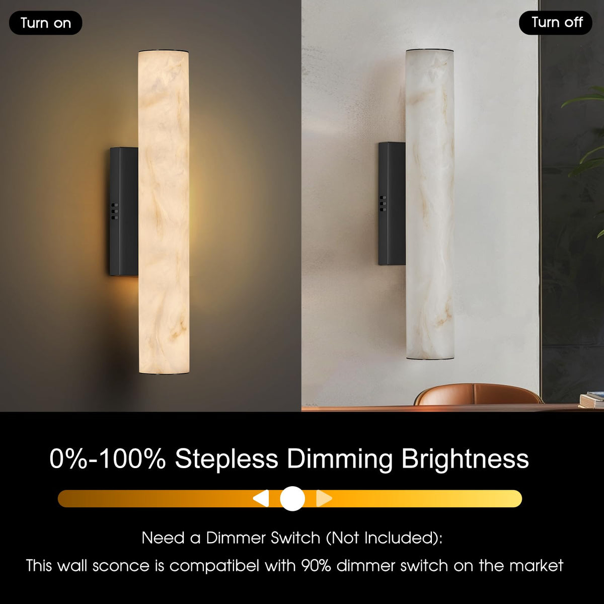 Artisan Alabaster Wall Sconces Set of 2 (Black-20in-2Pcs)