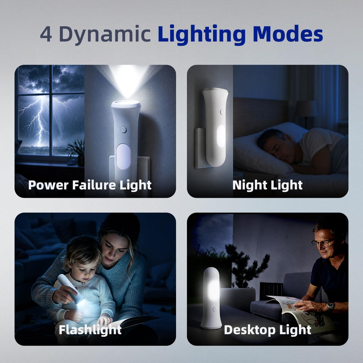 4 in 1 Emergency Lights for Home Power Failure (White / 1 PCS)