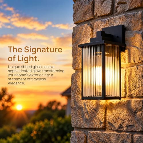 2 Pack 18" Matte Black Outdoor Wall Light (Black / 18''-2 Pack)