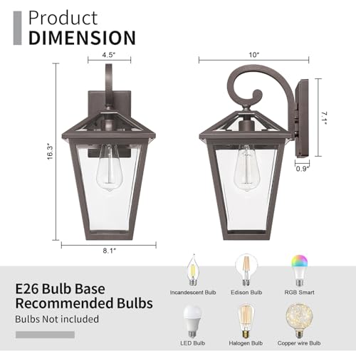 Outdoor Light Fixtures Wall Mount (Oil-Rubbed Bronze-1 PACK / Medium)