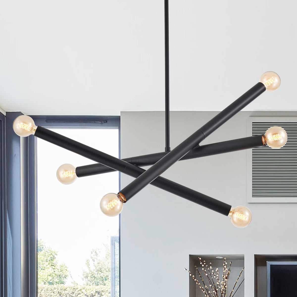 Black Sputnik Chandelier for Dining Room (Black)
