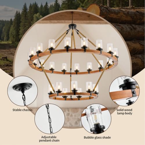 Rustic 6 Light Wagon Wheel Chandelier