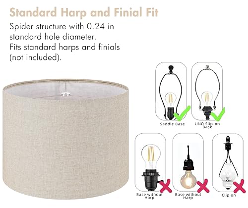Oatmeal Linen Drum Lamp Shade Set of 2 (Oatmeal / 16"×12")