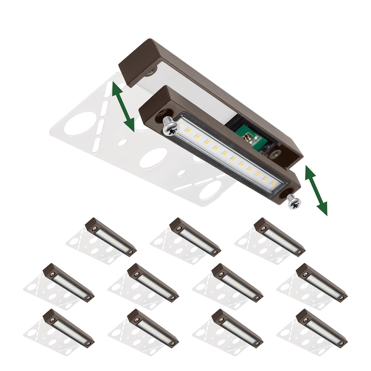 Replaceable 6.8" LED Hardscape Lighting (Light Fixture-Dark Bronze / 12-Pack)