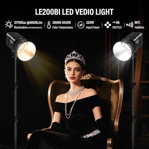 Litemons LE200Bi LED Video Light Kit with Softbox Light Stand (BLACK)