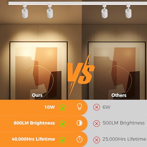 16 Pack 10W Dimmable LED Track Lighting Heads H Type Track Light Replacement Fixtures Bright 3000K Warm White Ceiling Spotlight for Accent Task Art (White / 3000K)