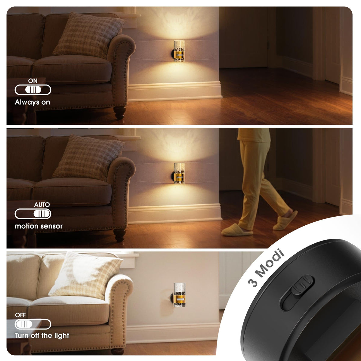 Motion Sensor Night Light (Gold-Battery)