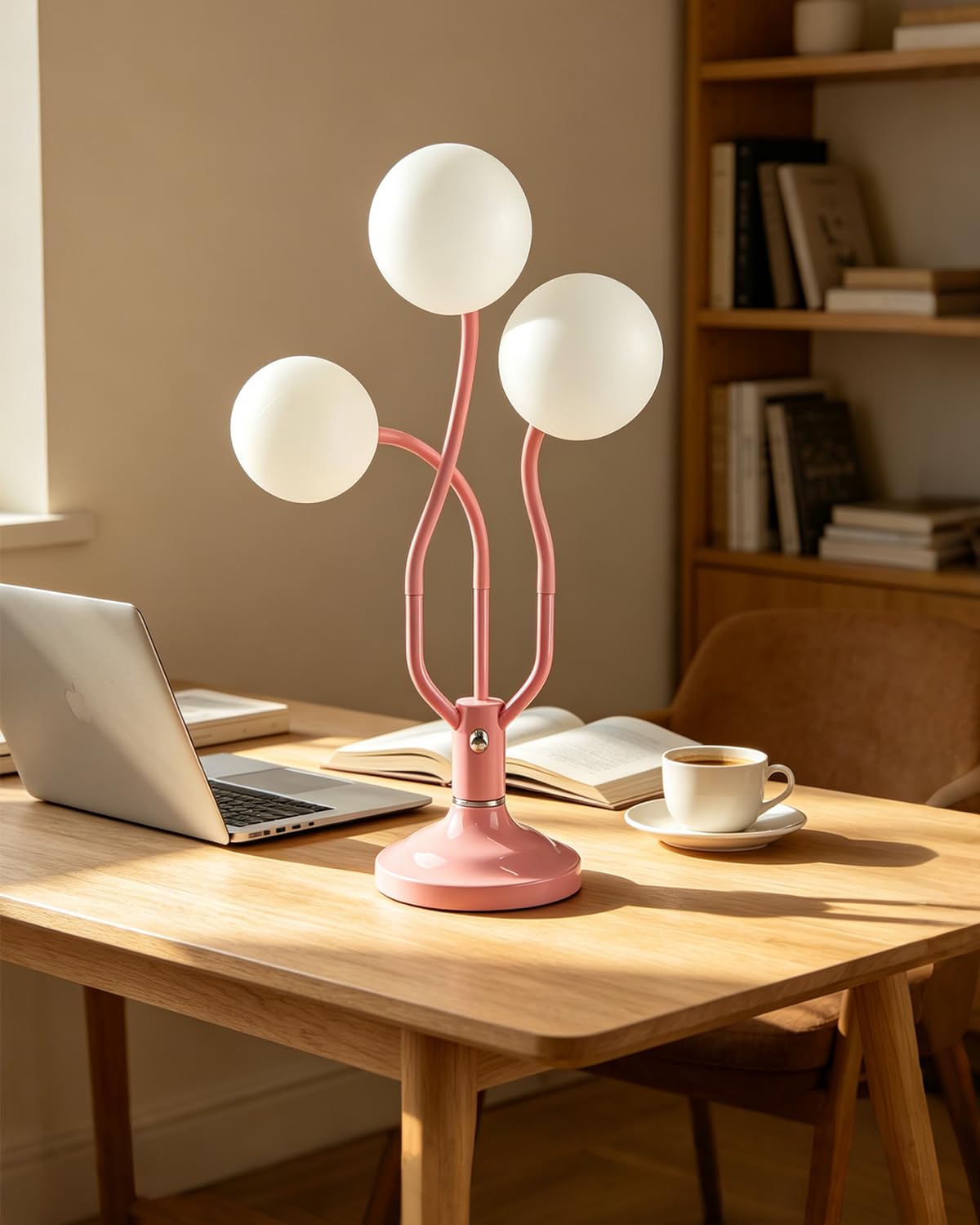 Pink Globe Table Lamp Dimmable Magic DIY Arms G9 Bulbs Included (09-Pink-Globe-3U-Magic DIY Arms)