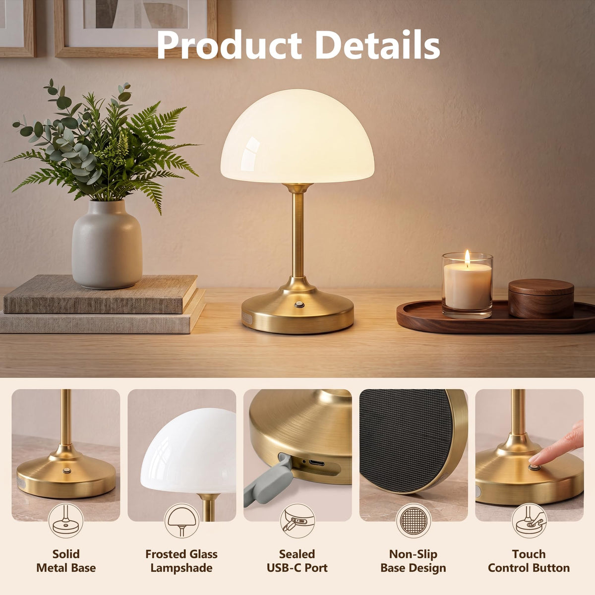 Table Lamp Cordless Lamp (Gold)